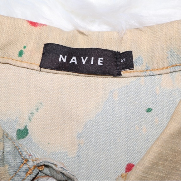 Navie Paint Style Button Up Jean Jacket - Picture 10 of 12